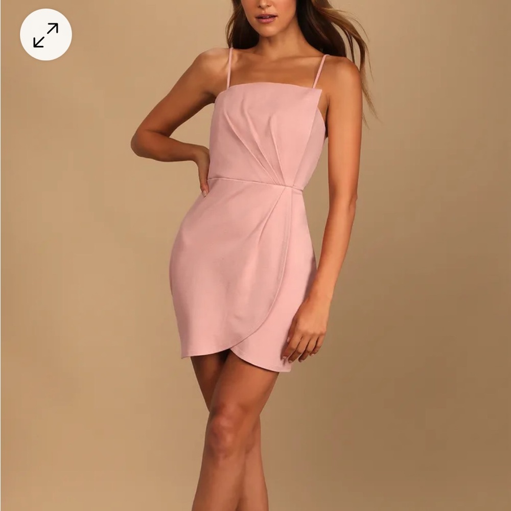Lulu's Blush Pink Mini Dress with Tulip Skirt